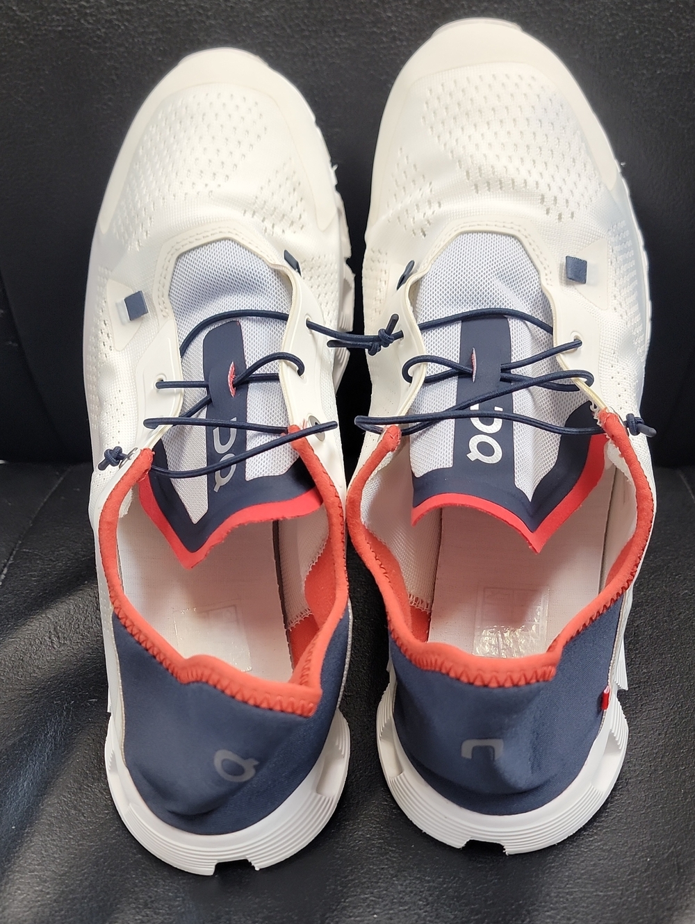 On Running Kids White Navy Sneakers with Coral Accents
